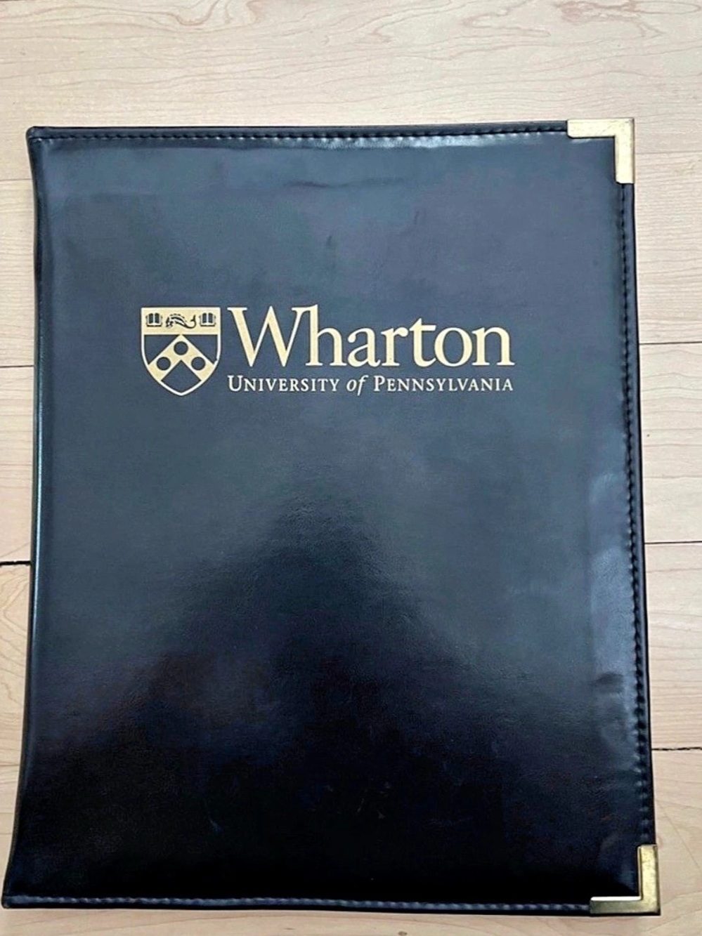 Wharton University of Pennsylvania Black Faux Leather Portfolio Folder
